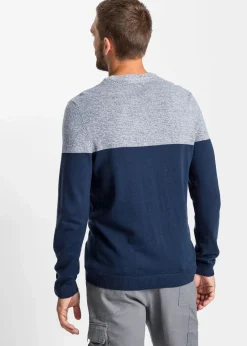 Feinstrickpullover im Colourblocking mit Baumwolle Herren Große Größen|Pullover & Strickjacken