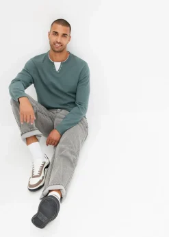 Best Feinstrickpullover mit 2 in 1 Optik aus weichem Baumwollmix Herren Große Größen|Basics