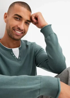 Best Feinstrickpullover mit 2 in 1 Optik aus weichem Baumwollmix Herren Große Größen|Basics