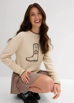 Damen bonprix Bekleidung·Umstandsmode|Bekleidung·Jeans|Feinstrickpullover mit überschnittener Schulter