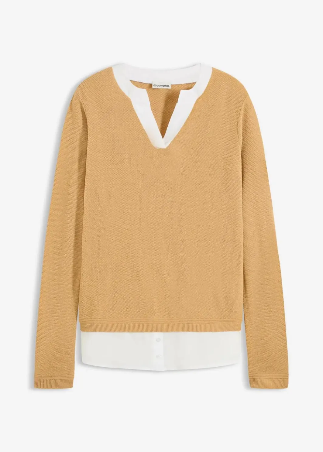 Damen bonprix Bekleidung·Umstandsmode|Strickmode|Feinstrickpullover mit Bluseneinsatz