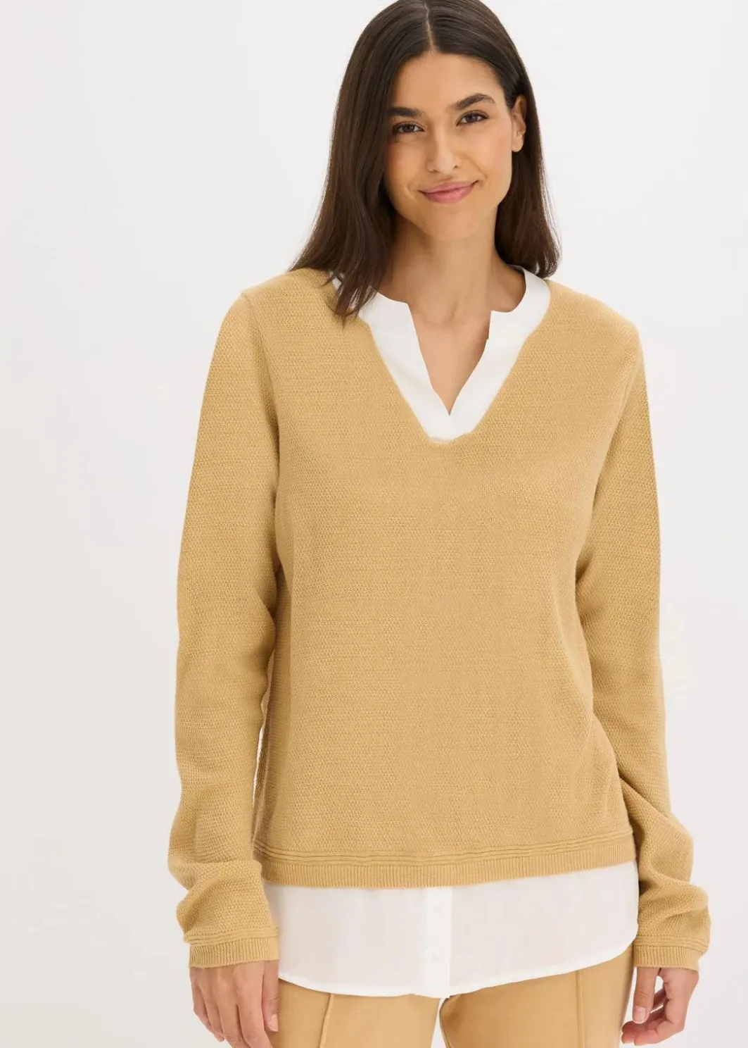 Damen bonprix Bekleidung·Umstandsmode|Strickmode|Feinstrickpullover mit Bluseneinsatz