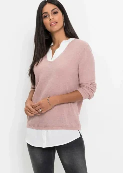 Outlet Feinstrickpullover mit Bluseneinsatz Damen Pullover & Strickjacken|Bekleidung·Jeans