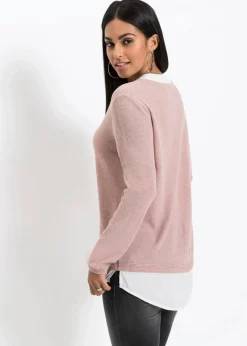 Outlet Feinstrickpullover mit Bluseneinsatz Damen Pullover & Strickjacken|Bekleidung·Jeans