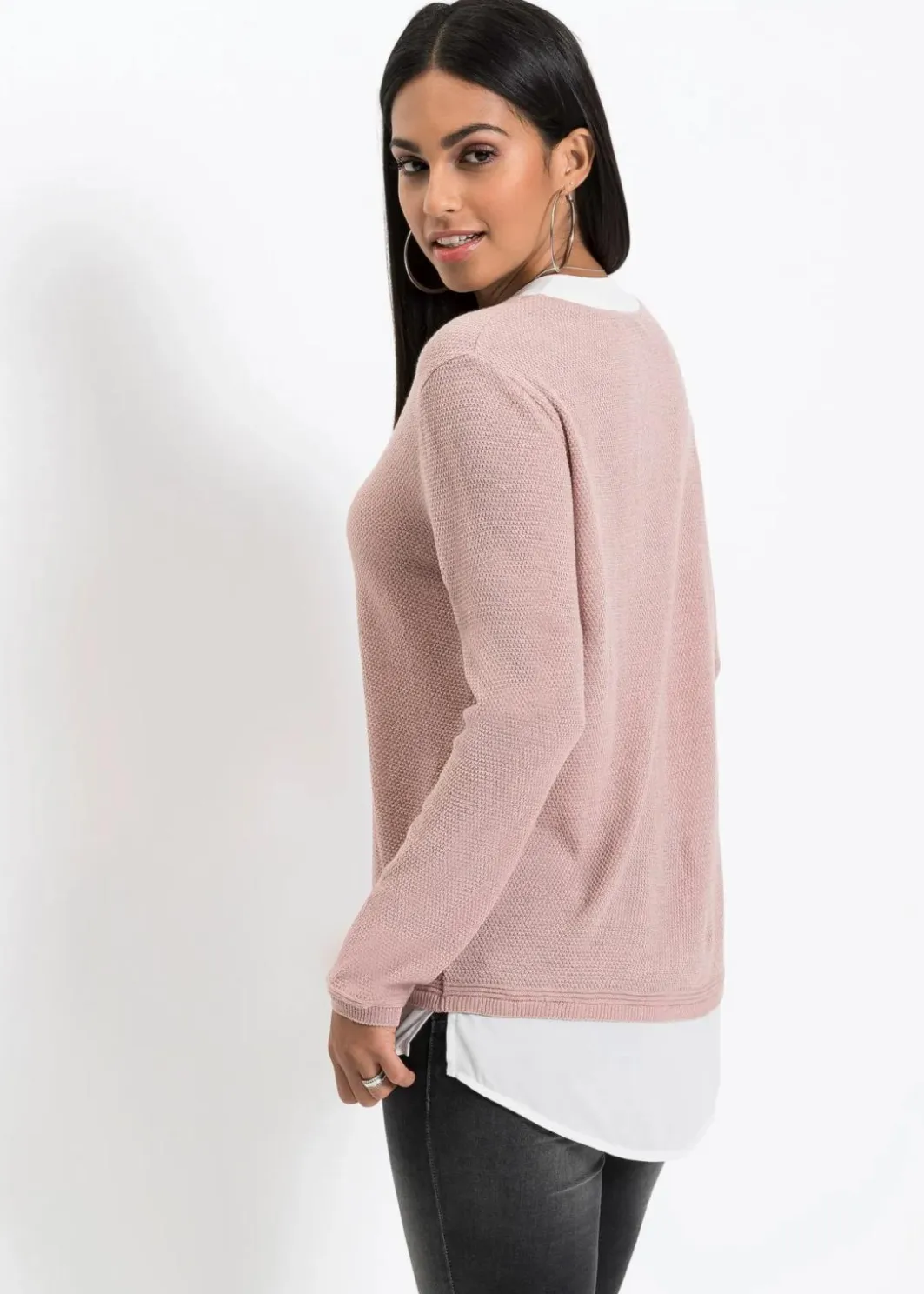 Outlet Feinstrickpullover mit Bluseneinsatz Damen Pullover & Strickjacken|Bekleidung·Jeans