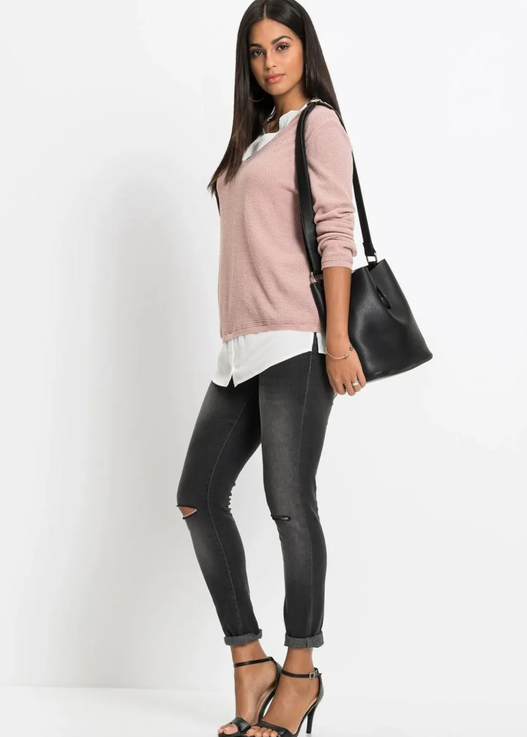 Outlet Feinstrickpullover mit Bluseneinsatz Damen Pullover & Strickjacken|Bekleidung·Jeans