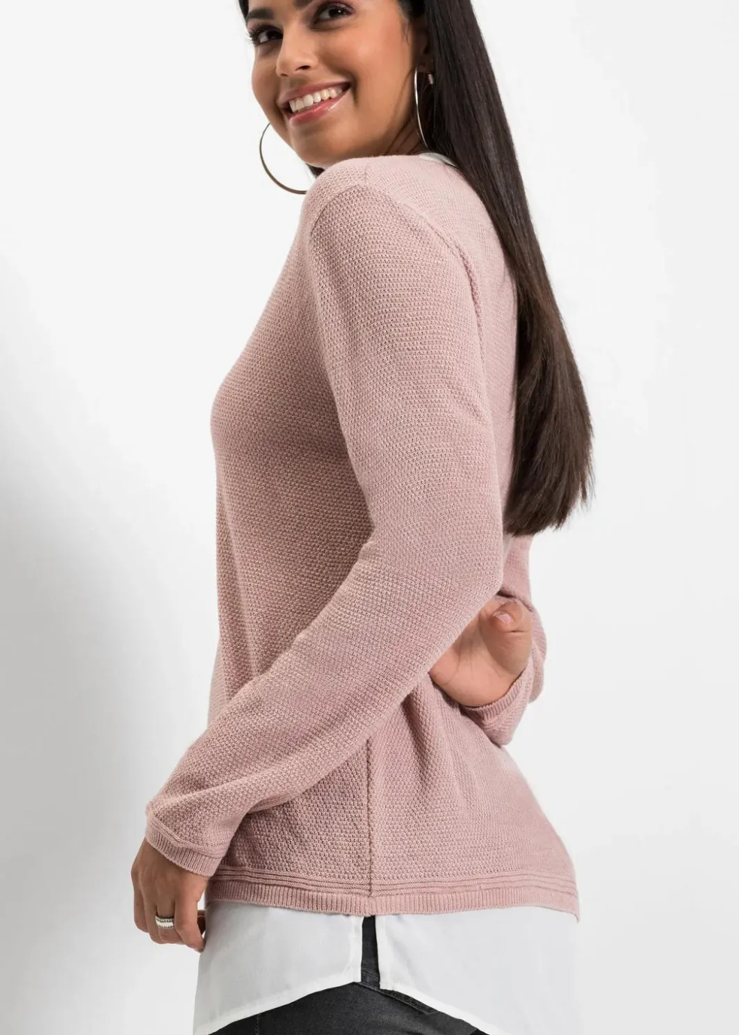Outlet Feinstrickpullover mit Bluseneinsatz Damen Pullover & Strickjacken|Bekleidung·Jeans