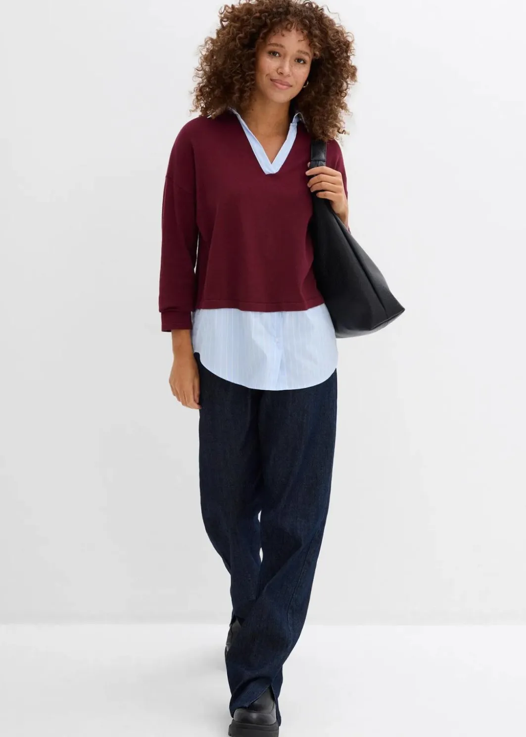 Damen bonprix Bekleidung·Umstandsmode|Bekleidung·Jeans|Feinstrickpullover mit Bluseneinsatz