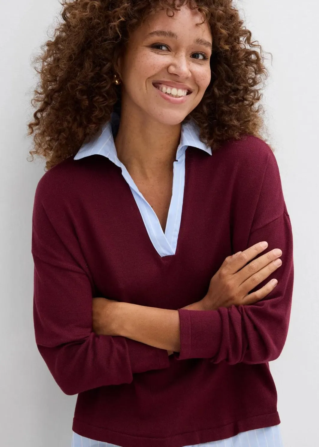 Damen bonprix Bekleidung·Umstandsmode|Bekleidung·Jeans|Feinstrickpullover mit Bluseneinsatz