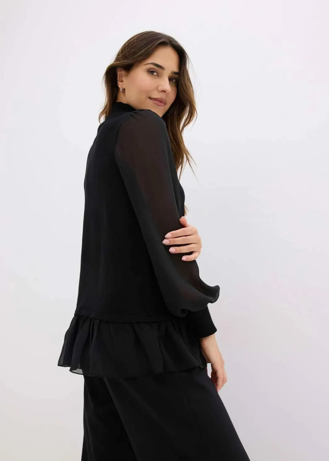 Damen bonprix Strickmode|Pullover & Strickjacken|Feinstrickpullover mit Blusen-Einsatz