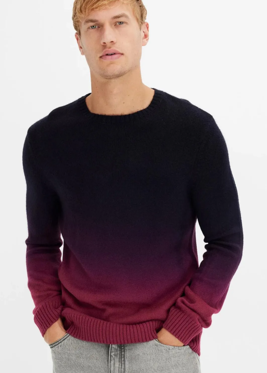 Herren bonprix Pullover & Strickjacken|Große Größen|Feinstrickpullover mit Farbverlauf