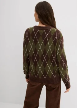 Damen bonprix Bekleidung·Umstandsmode|Bekleidung·Jeans|Feinstrickpullover mit Karomuster