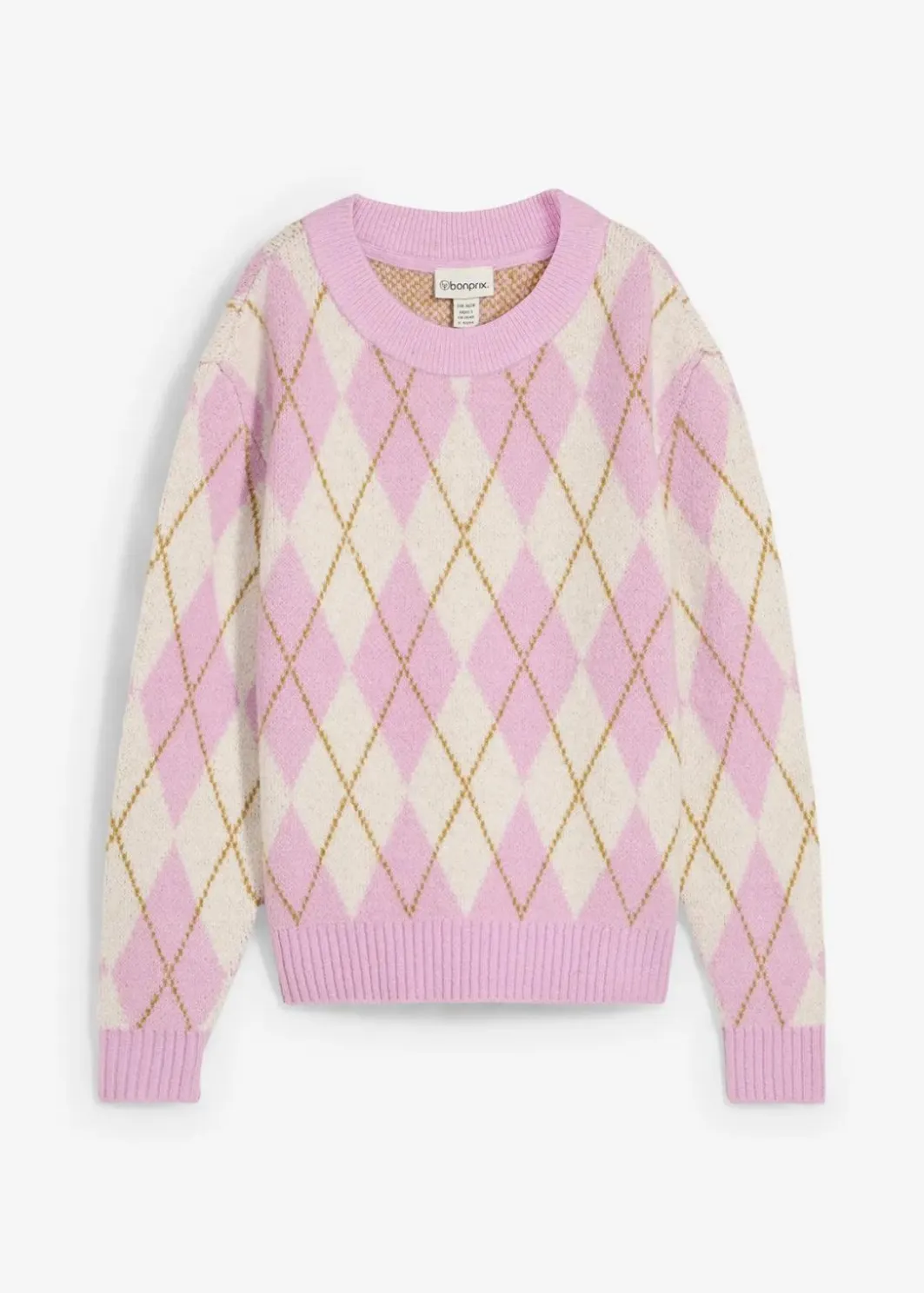 Damen bonprix Strickmode|Pullover & Strickjacken|Feinstrickpullover mit Karomuster