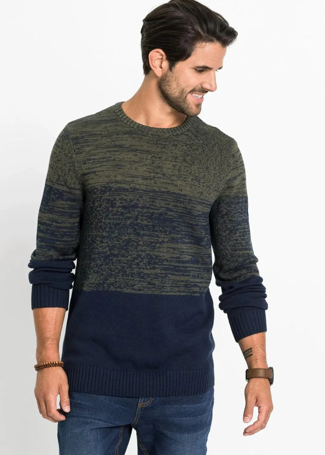 Herren bonprix Große Größen|Pullover & Strickjacken|Feinstrickpullover mit Komfortschnitt aus weichem Baumwollmix