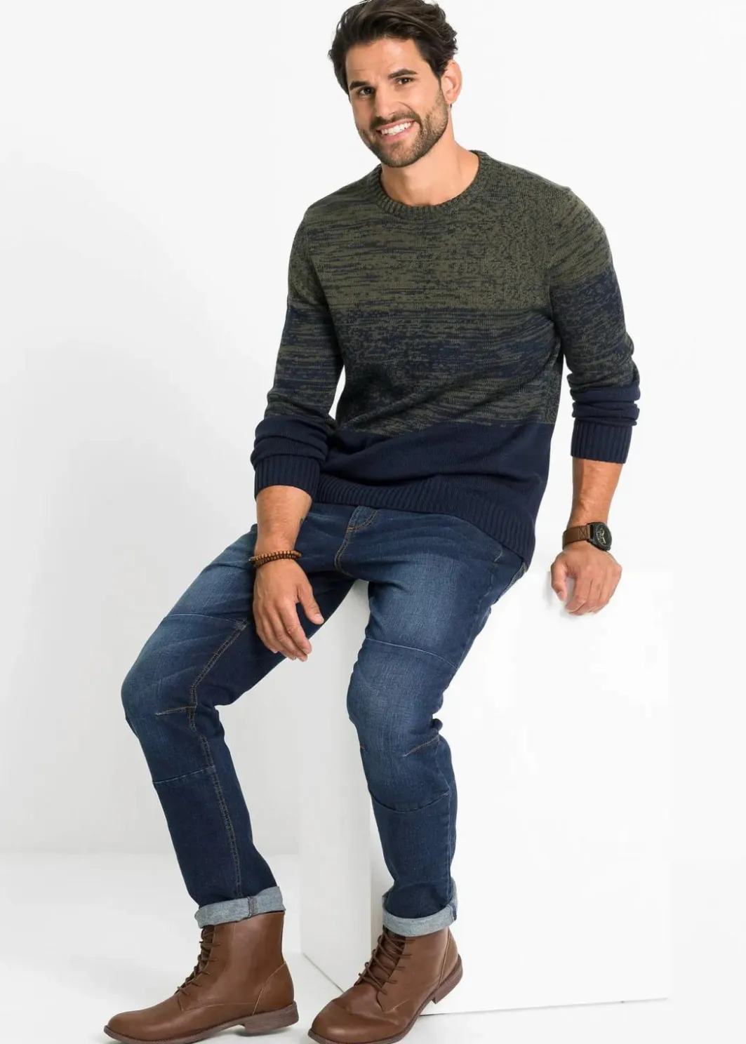 Herren bonprix Große Größen|Pullover & Strickjacken|Feinstrickpullover mit Komfortschnitt aus weichem Baumwollmix