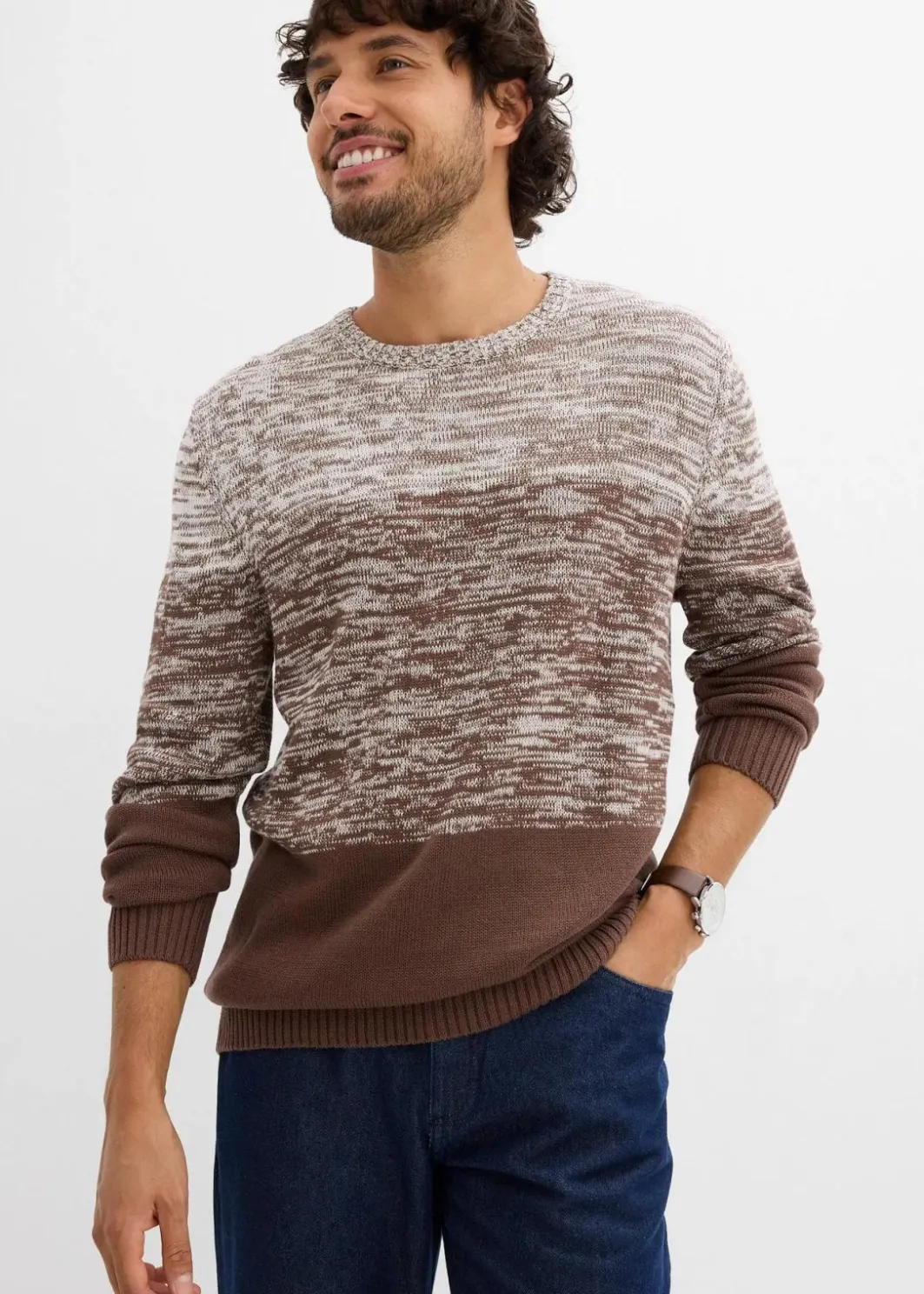 Herren bonprix Pullover & Strickjacken|Große Größen|Feinstrickpullover mit Komfortschnitt aus weichem Baumwollmix