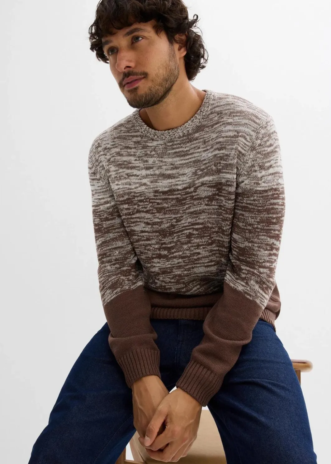 Herren bonprix Pullover & Strickjacken|Große Größen|Feinstrickpullover mit Komfortschnitt aus weichem Baumwollmix
