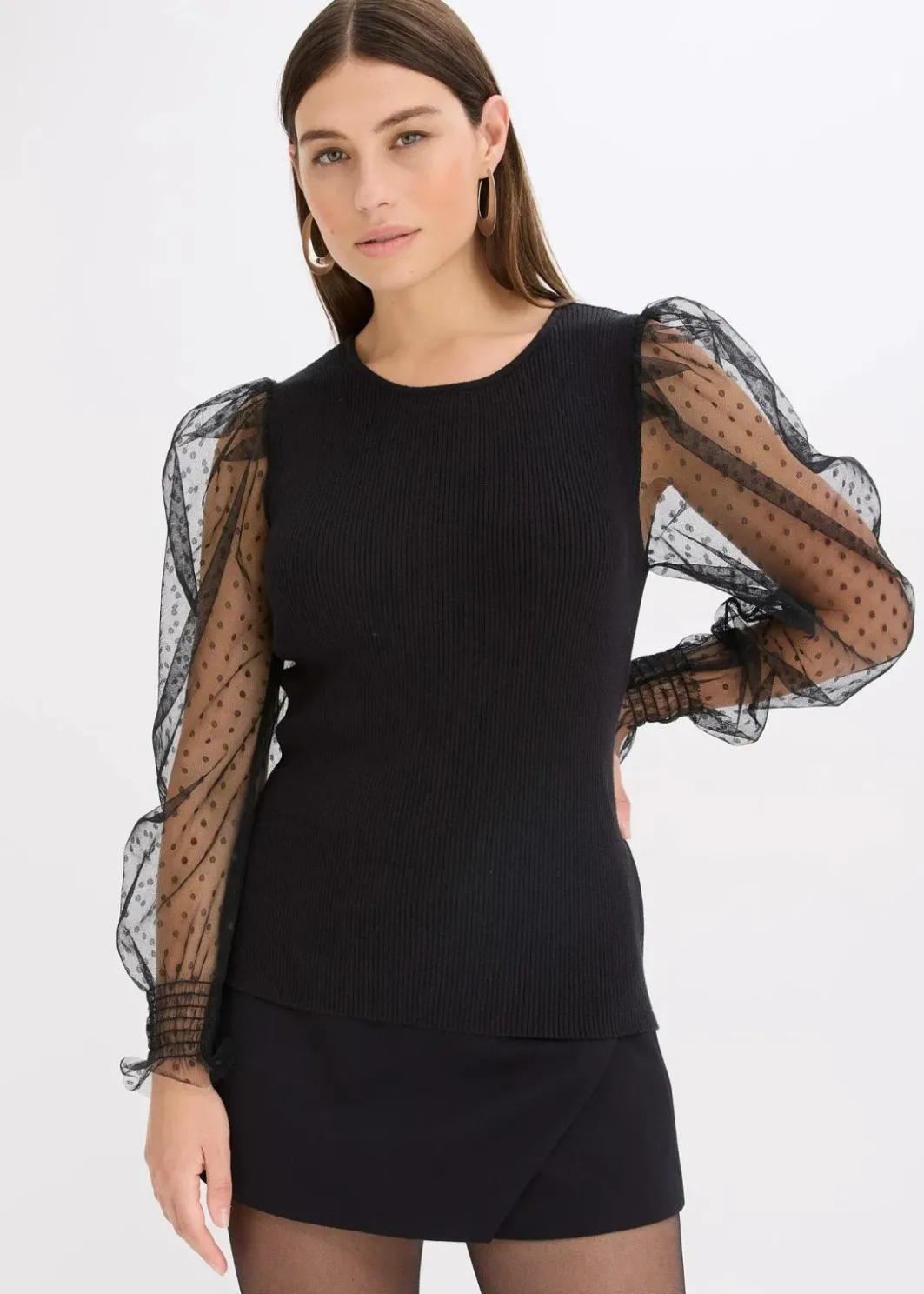Discount Feinstrickpullover mit Meshärmeln Damen Bekleidung·Umstandsmode|Bekleidung·Jeans