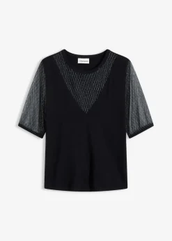 Damen bonprix Bekleidung·Umstandsmode|Bekleidung·Jeans|Feinstrickpullover mit Mesheinsatz