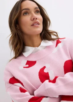Damen bonprix Pullover & Strickjacken|Strickmode|Feinstrickpullover mit Rundhals, oversized
