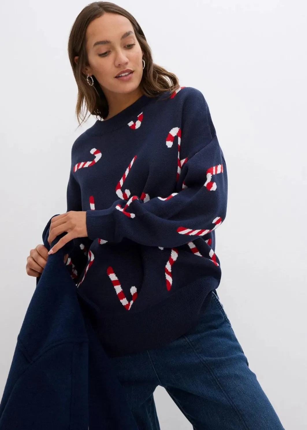Damen bonprix Bekleidung·Umstandsmode|Bekleidung·Jeans|Feinstrickpullover mit Rundhals, oversized
