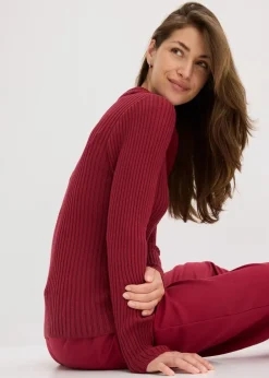 Damen bonprix Pullover & Strickjacken|Strickmode|Feinstrickpullover mit schmückendem Kragen