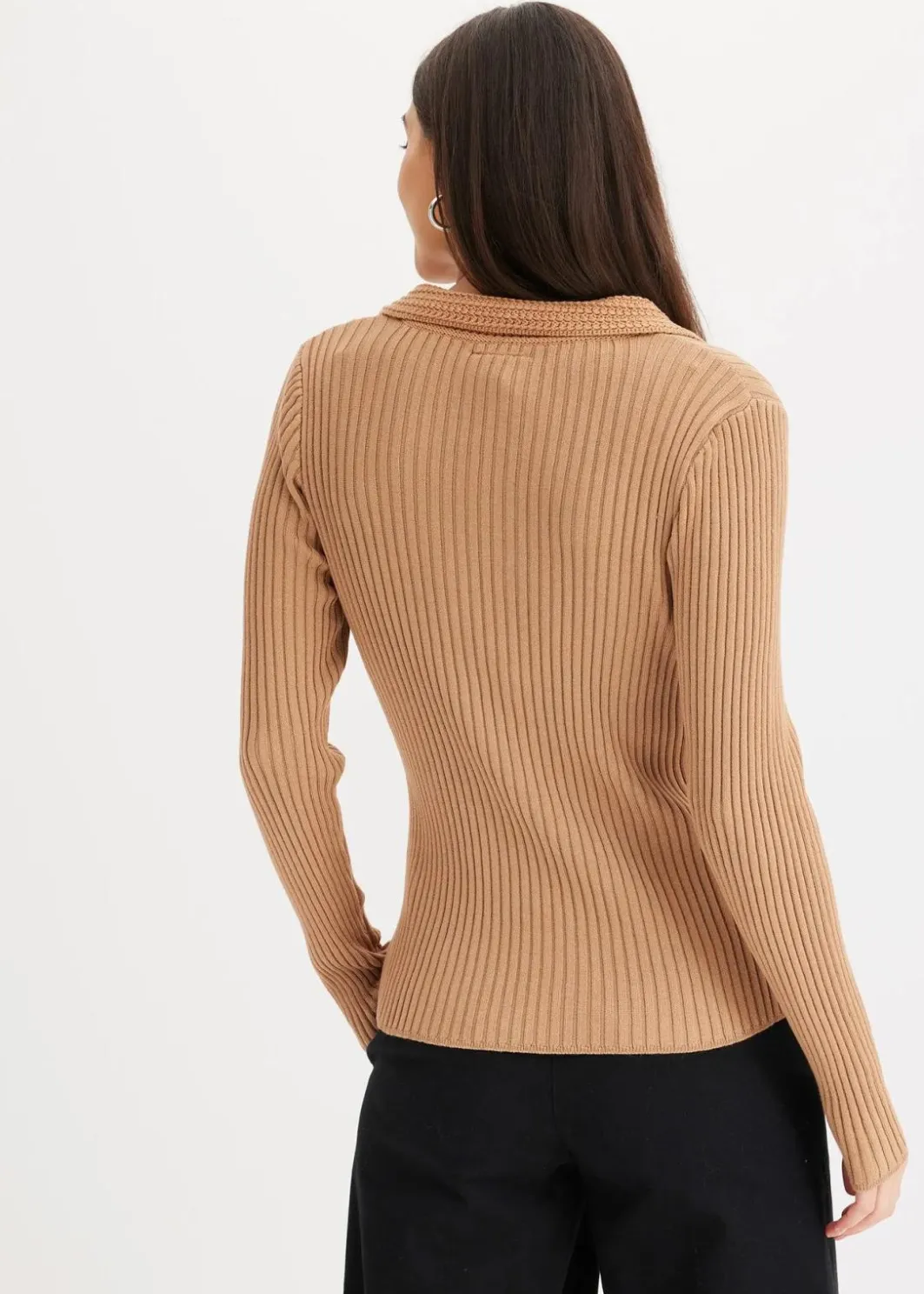 Damen bonprix Pullover & Strickjacken|Strickmode|Feinstrickpullover mit schmückendem Kragen