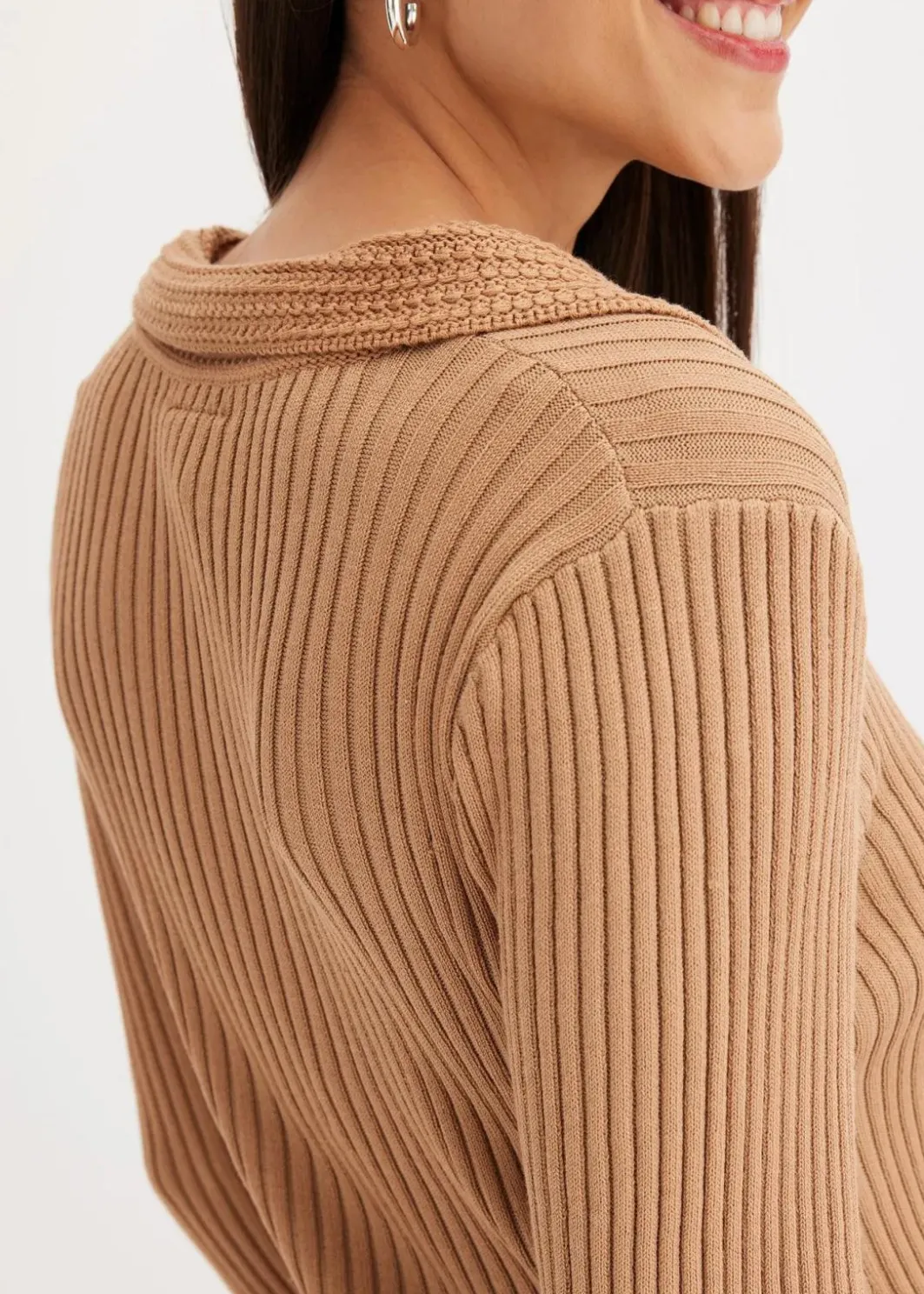 Damen bonprix Pullover & Strickjacken|Strickmode|Feinstrickpullover mit schmückendem Kragen