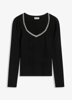 New Feinstrickpullover mit Schmuck-Detail Damen Pullover & Strickjacken|Strickmode