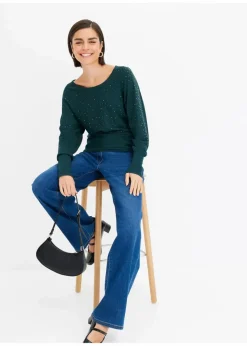 Feinstrickpullover mit Strass-Applikation Damen Bekleidung·Umstandsmode|Strickmode