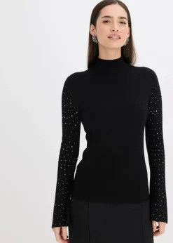 Damen bonprix Bekleidung·Umstandsmode|Bekleidung·Jeans|Feinstrickpullover mit verzierten Trompetenärmeln