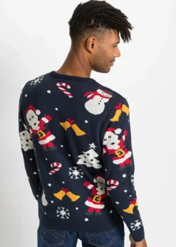 Clearance Feinstrickpullover mit Weihnachtsmotiv Herren Große Größen|Pullover & Strickjacken