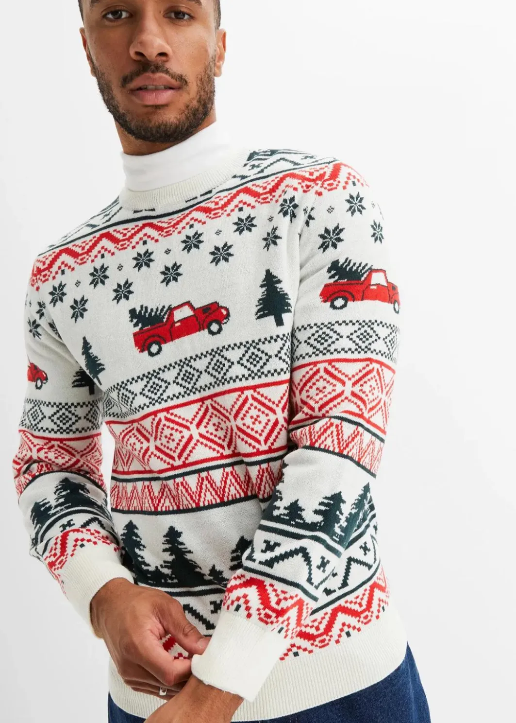 Herren bonprix Große Größen|Pullover & Strickjacken|Feinstrickpullover mit Weihnachtsmotiv
