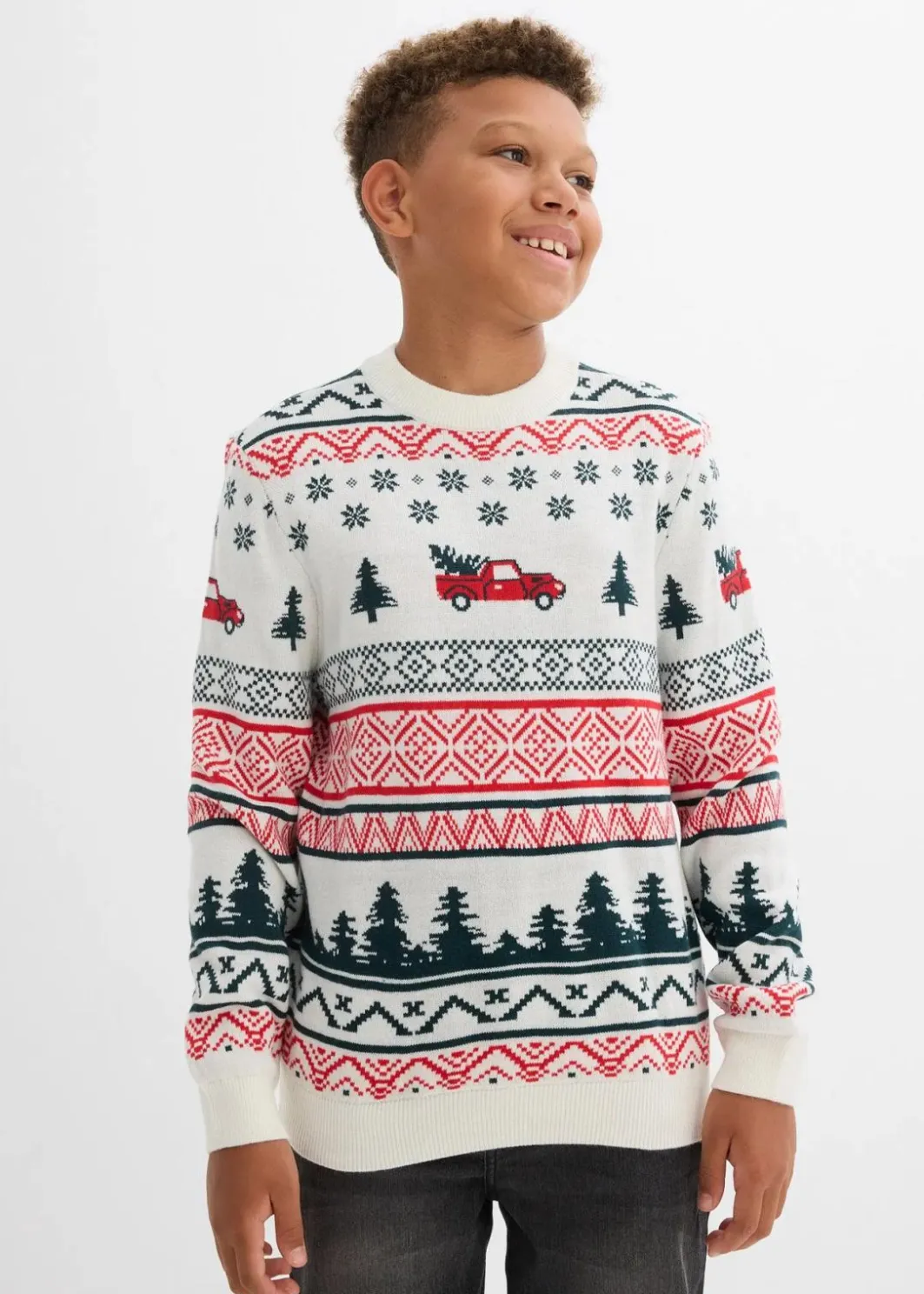 Kinder bonprix Jungen 9-16 Jahre·Sweat & Strick|Feinstrickpullover mit Weihnachtsmotiv