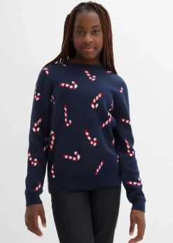 Outlet Feinstrickpullover mit Weihnachtsmotiv aus weichem Baumwollmix Kinder Mädchen 9-16 Jahre·Sweat & Strick