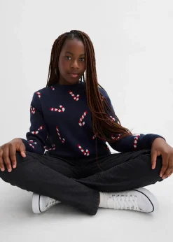 Outlet Feinstrickpullover mit Weihnachtsmotiv aus weichem Baumwollmix Kinder Mädchen 9-16 Jahre·Sweat & Strick