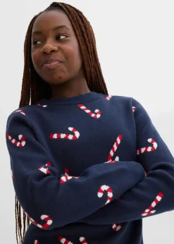 Outlet Feinstrickpullover mit Weihnachtsmotiv aus weichem Baumwollmix Kinder Mädchen 9-16 Jahre·Sweat & Strick
