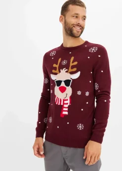 Herren bonprix Pullover & Strickjacken|Große Größen|Feinstrickpullover mit Weihnachtsmotiv