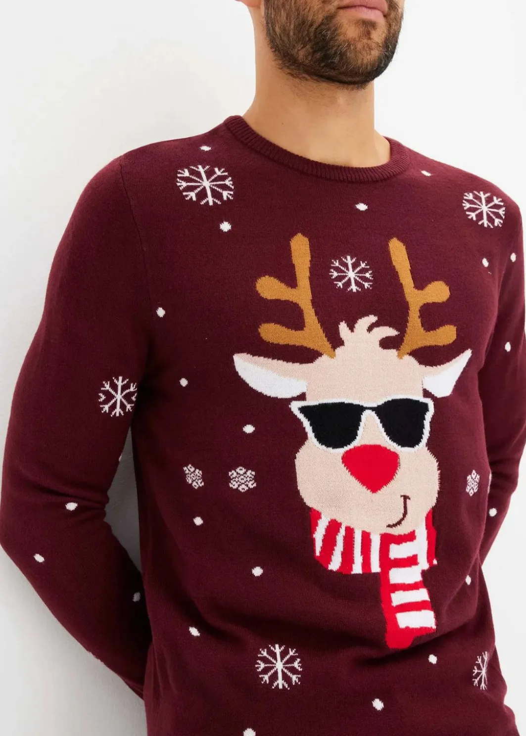 Herren bonprix Pullover & Strickjacken|Große Größen|Feinstrickpullover mit Weihnachtsmotiv