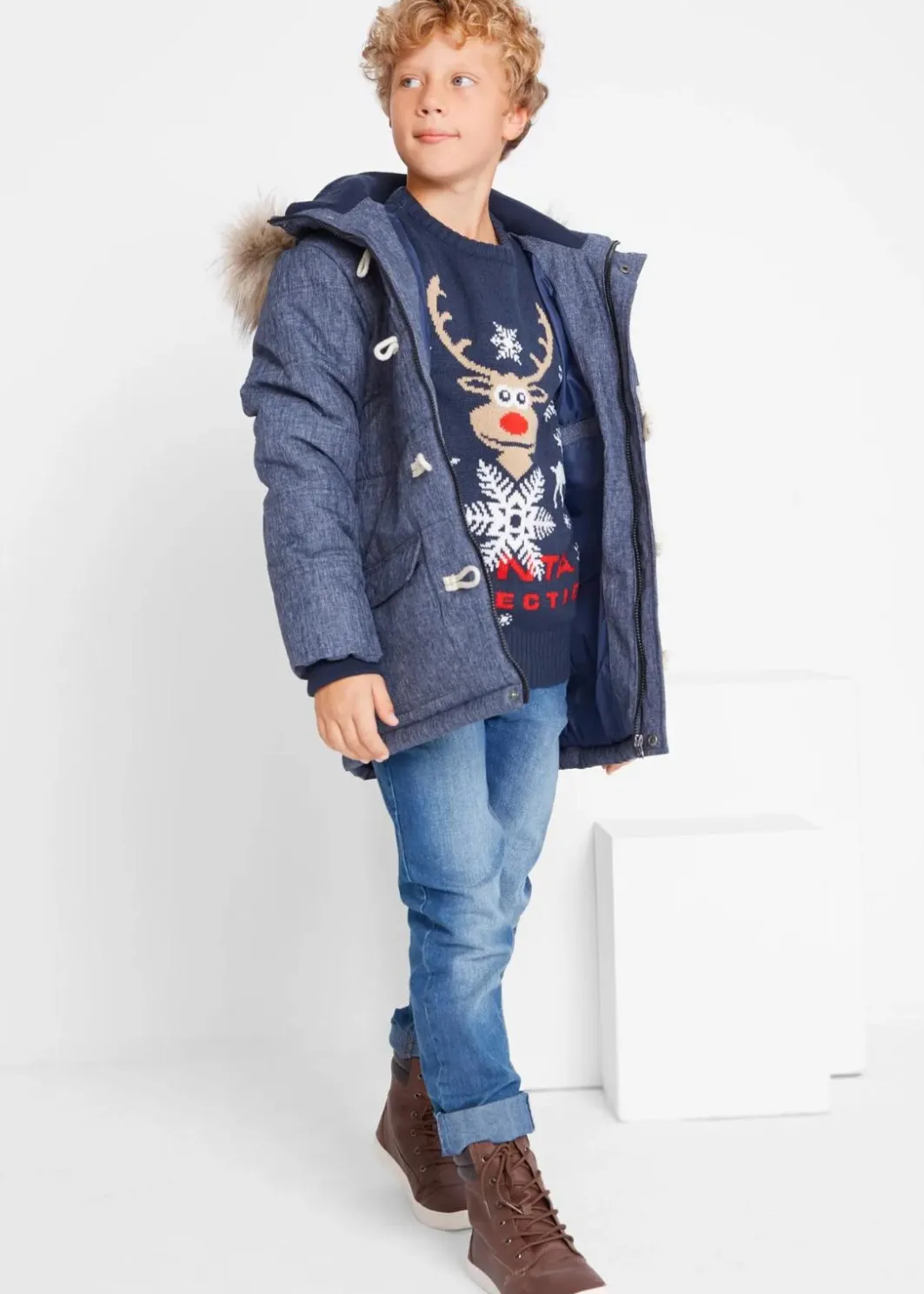 Kinder bonprix Jungen 9-16 Jahre·Sweat & Strick|Jungen 2-8 Jahre·Sweat & Strick|Feinstrickpullover mit Weihnachtsmotiv