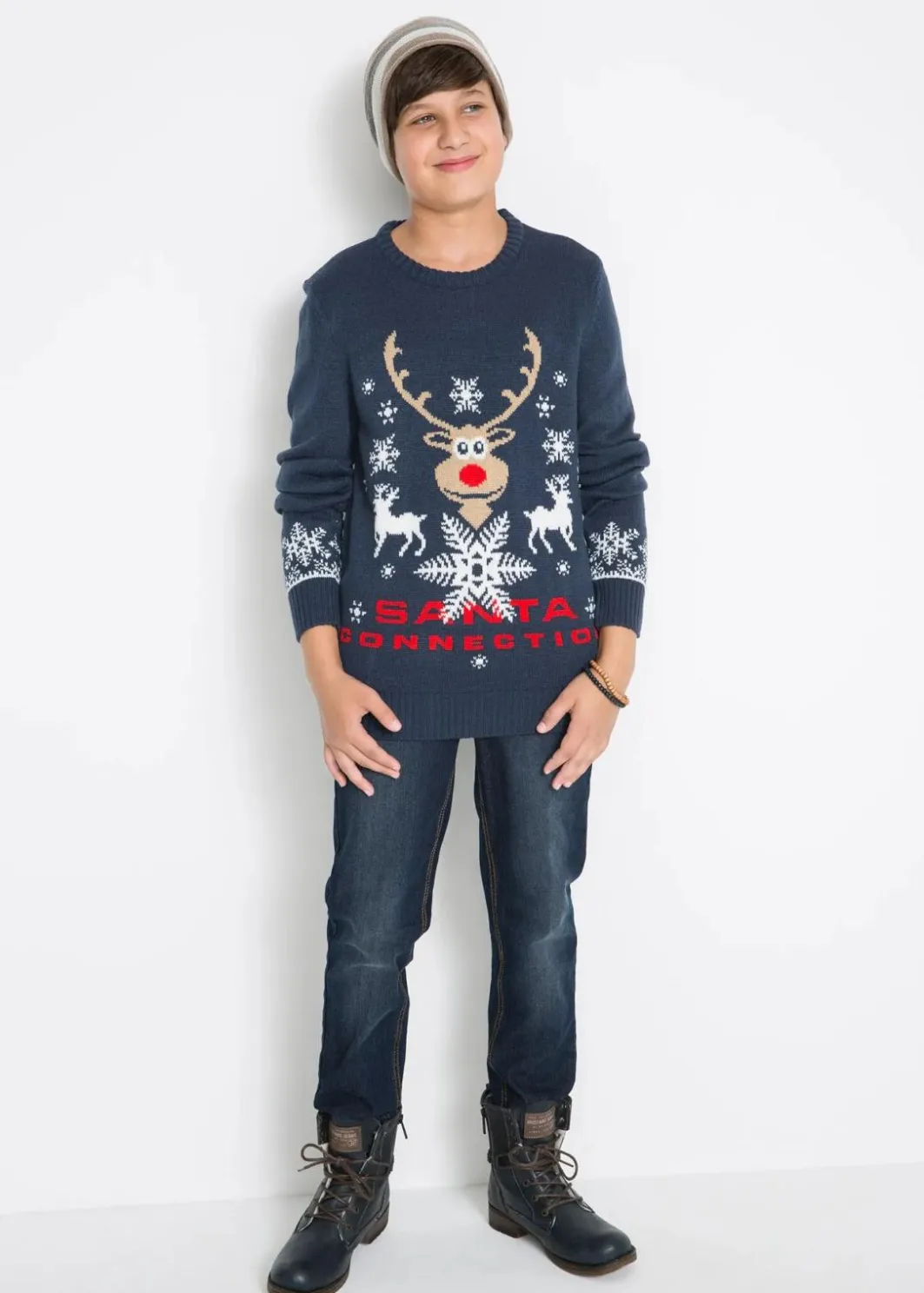Kinder bonprix Jungen 9-16 Jahre·Sweat & Strick|Jungen 2-8 Jahre·Sweat & Strick|Feinstrickpullover mit Weihnachtsmotiv