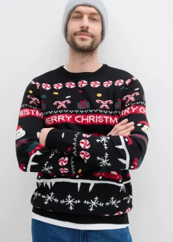Herren bonprix Große Größen|Pullover & Strickjacken|Feinstrickpullover mit Weihnachtsmotiv