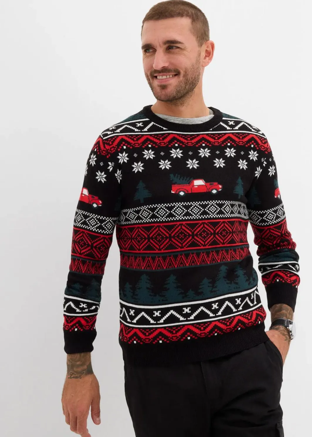 Discount Feinstrickpullover mit Weihnachtsmotiv Herren Pullover & Strickjacken|Große Größen