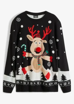 Herren bonprix Pullover & Strickjacken|Große Größen|Feinstrickpullover mit Weihnachtsmotiv