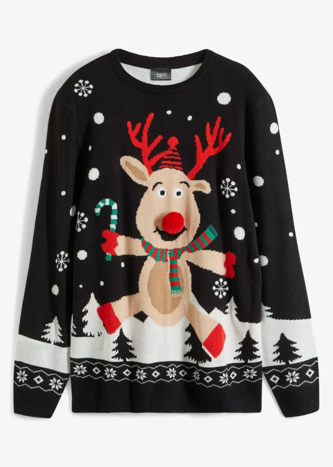 Herren bonprix Pullover & Strickjacken|Große Größen|Feinstrickpullover mit Weihnachtsmotiv
