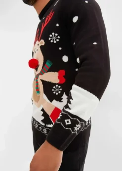 Herren bonprix Pullover & Strickjacken|Große Größen|Feinstrickpullover mit Weihnachtsmotiv