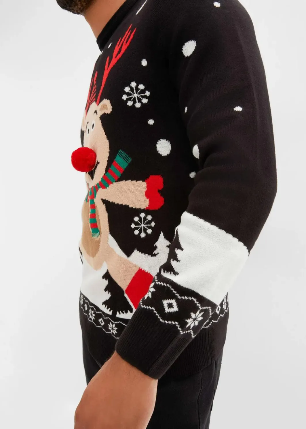 Herren bonprix Pullover & Strickjacken|Große Größen|Feinstrickpullover mit Weihnachtsmotiv