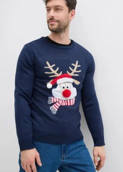 Herren bonprix Große Größen|Pullover & Strickjacken|Feinstrickpullover mit Weihnachtsmotiv