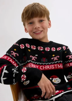 Kinder bonprix Jungen 9-16 Jahre·Sweat & Strick|Feinstrickpullover mit Weihnachtsmotiv