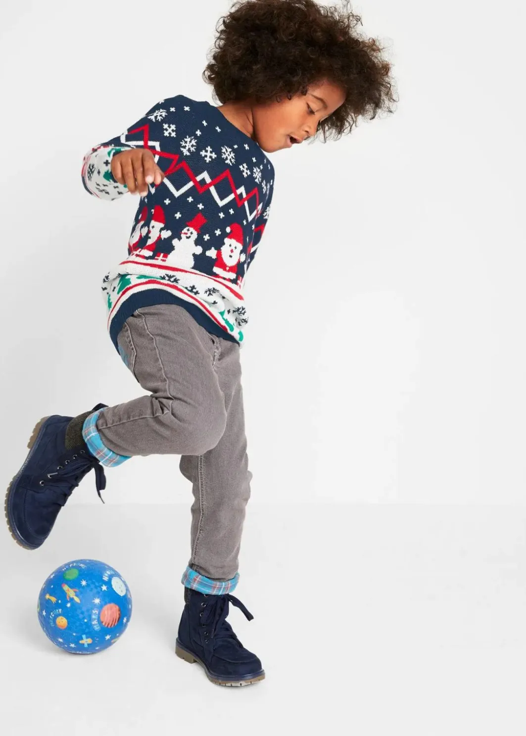 Feinstrickpullover mit Weihnachtsmotiv aus reiner Baumwolle Kinder Jungen 9-16 Jahre·Sweat & Strick|Jungen 2-8 Jahre·Sweat & Strick